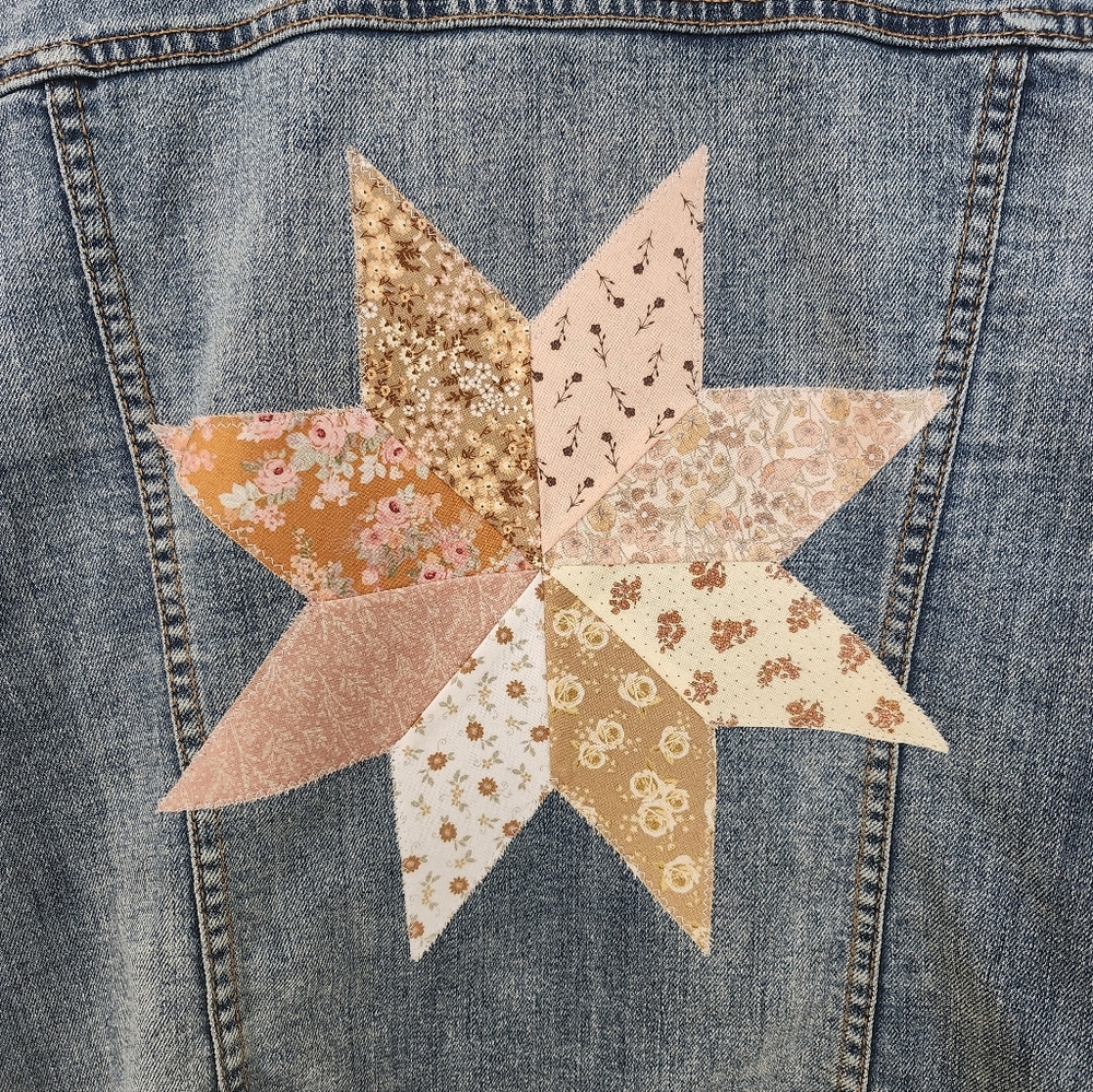 Re Worked Denim Jacket With Patchwork Star On Back - Picture 4 of 9